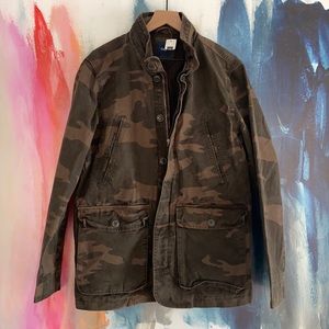 🔥NWT🔥Gap 2009 100% Cotton Camo Cargo Field Coat With Hidden Hood.